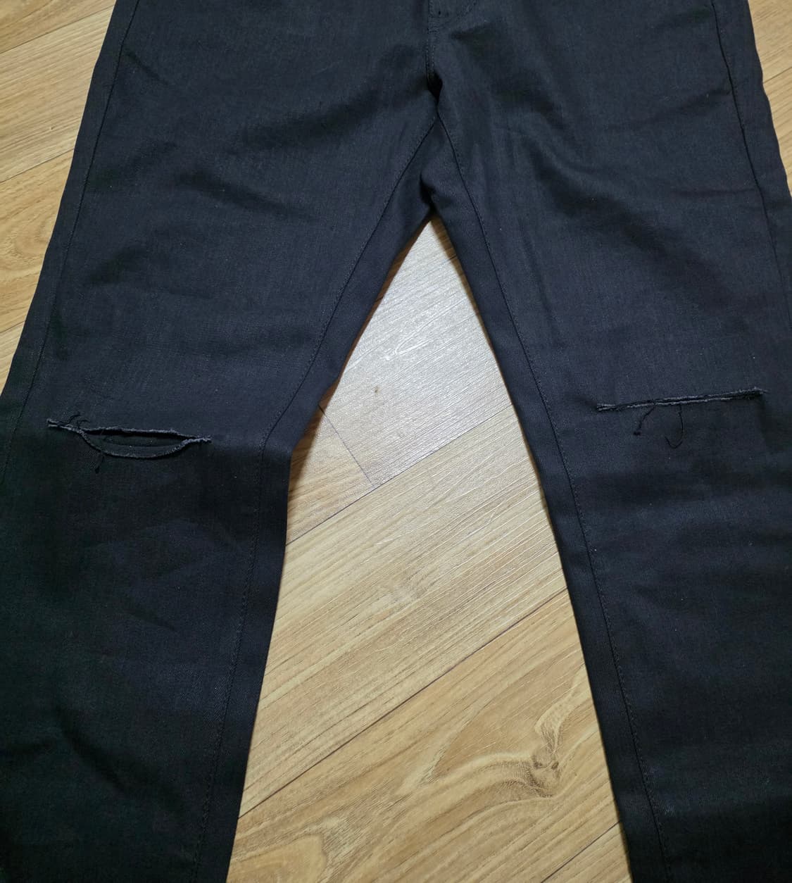 플랙 검정데님 무릎찢청 상품이미지2