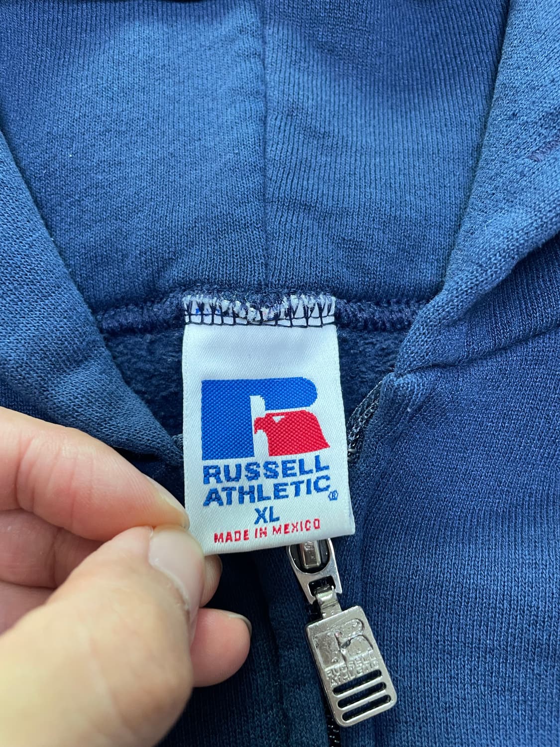 90s russell athletic hoodie zip navy 상품이미지3