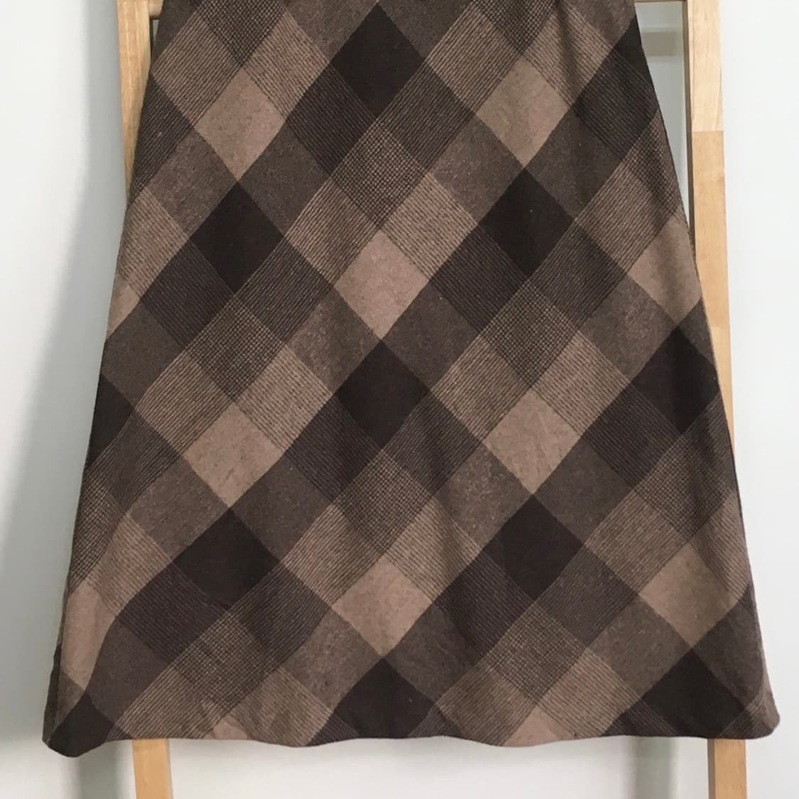  JPN/ 브라운 체크 롱 스커트 울스커트 모리걸치마 모리룩치마 롱스커트 상품이미지3