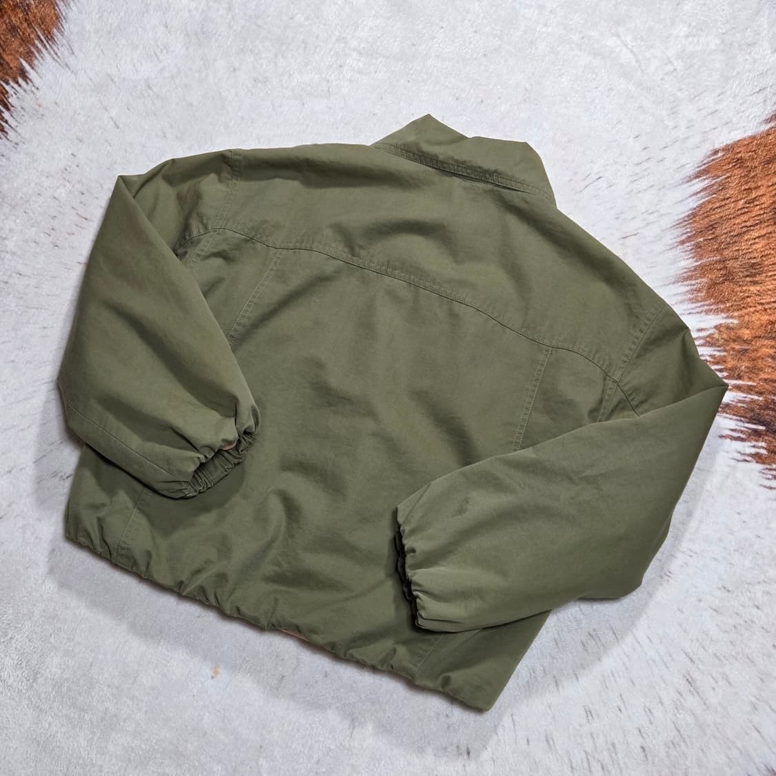 빈티지 카키 빅포켓 반크롭 누빔 점퍼 상품이미지4