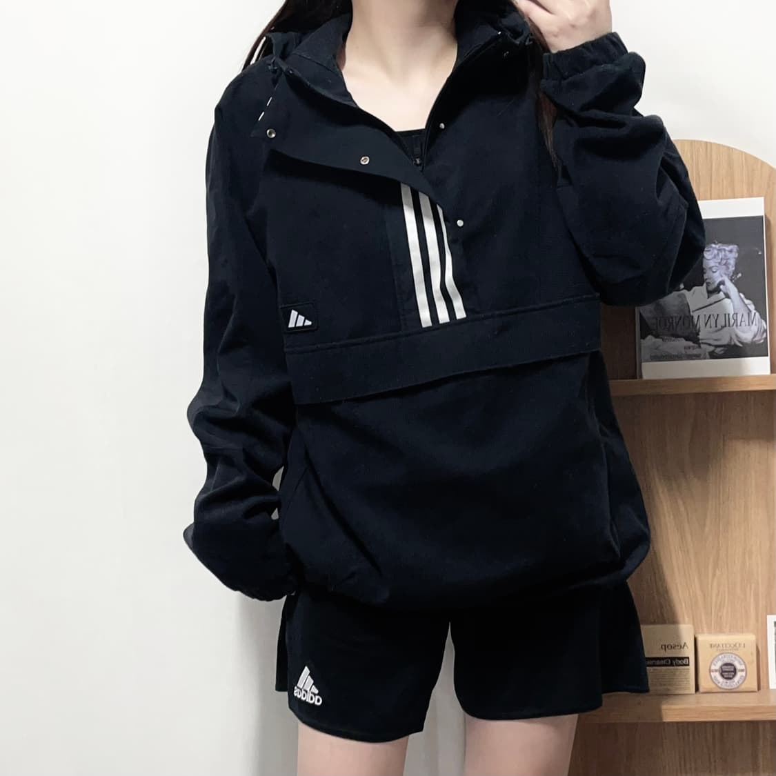 [정품] 아디다스 블랙 코듀로이 캥거루주머니 아노락 [ XL ] 상품이미지3