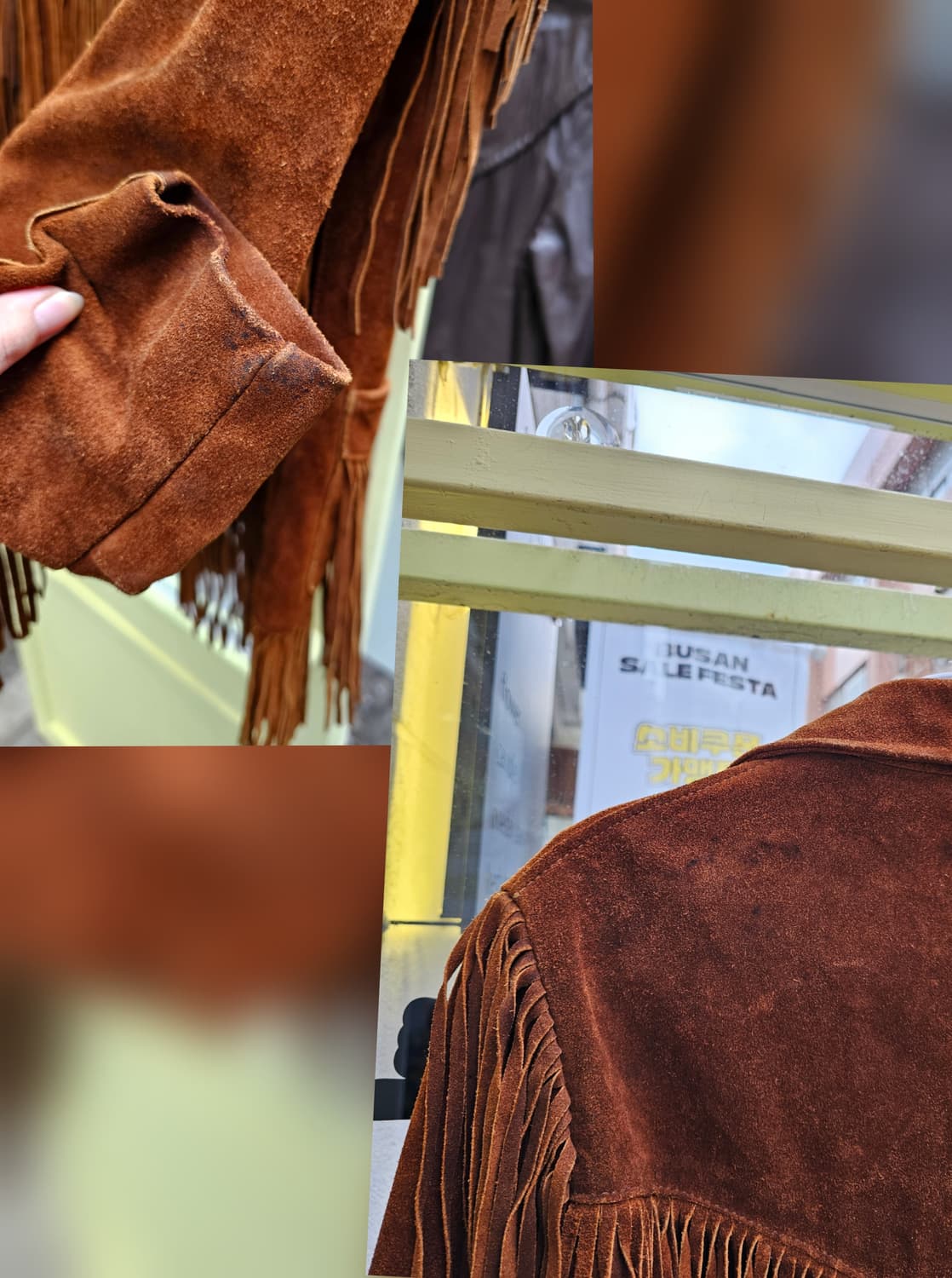 Goo-kay 오렌지브라운 프린지 레더 자켓 상품이미지8