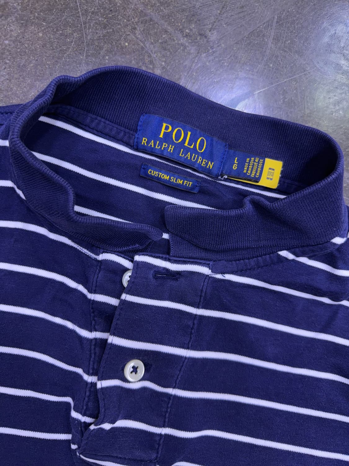 폴로 랄프로렌 스트라이프 긴팔 카라티 커스텀 슬림핏 네이비 L 상품이미지3