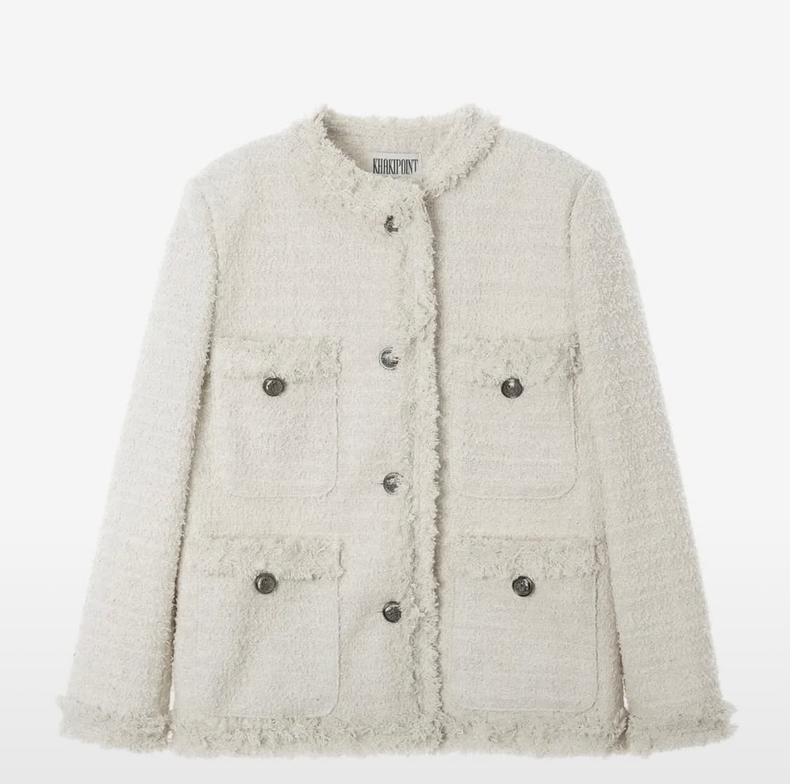 카키포인트 아이보리 트위드 자켓 롱 상품이미지1