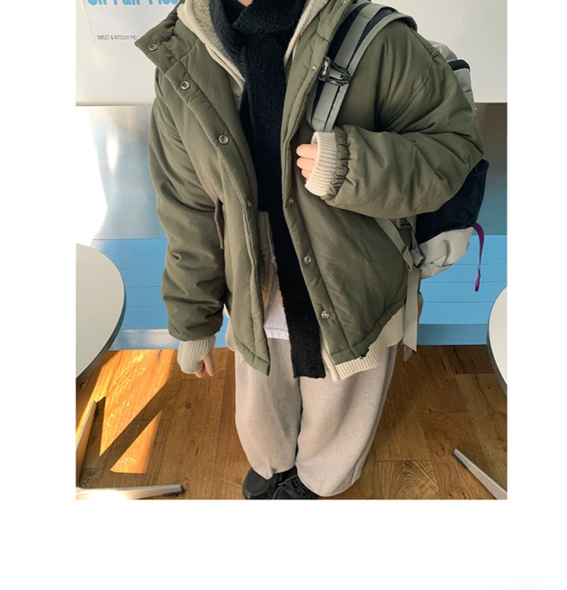 Vintage 바드리 패딩 점퍼 (카키) 상품이미지3