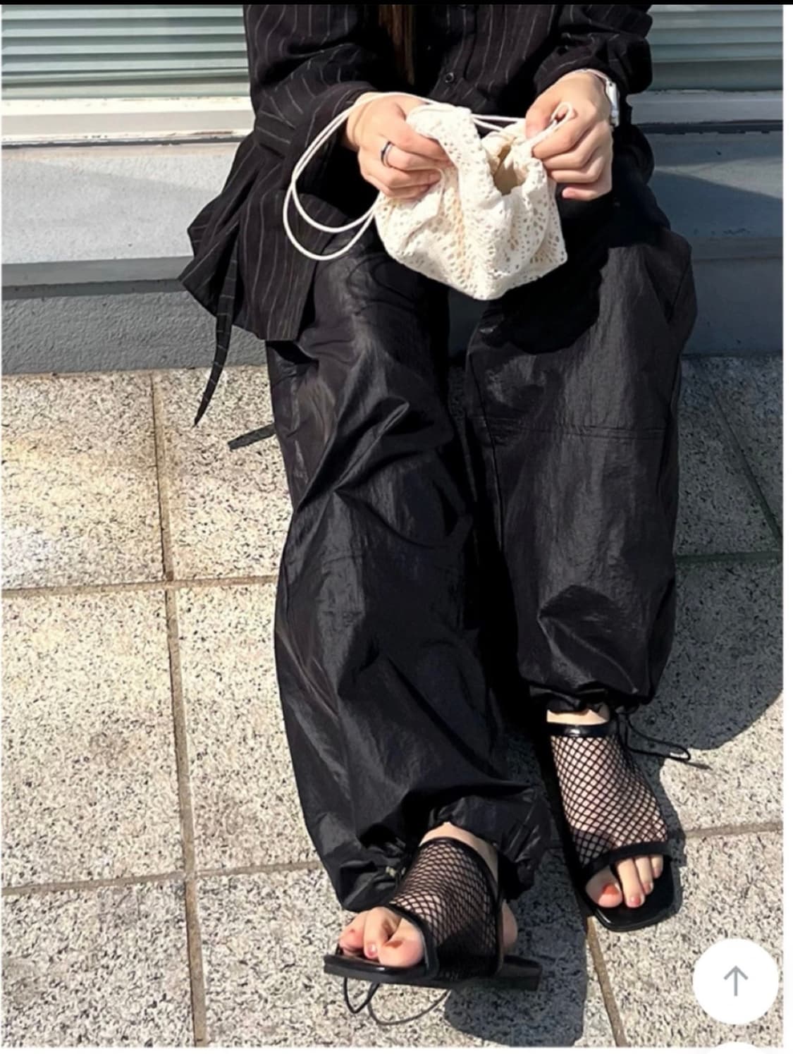 유연룸 비즈 코팅 나일론 파라슈트 팬츠 상품이미지5