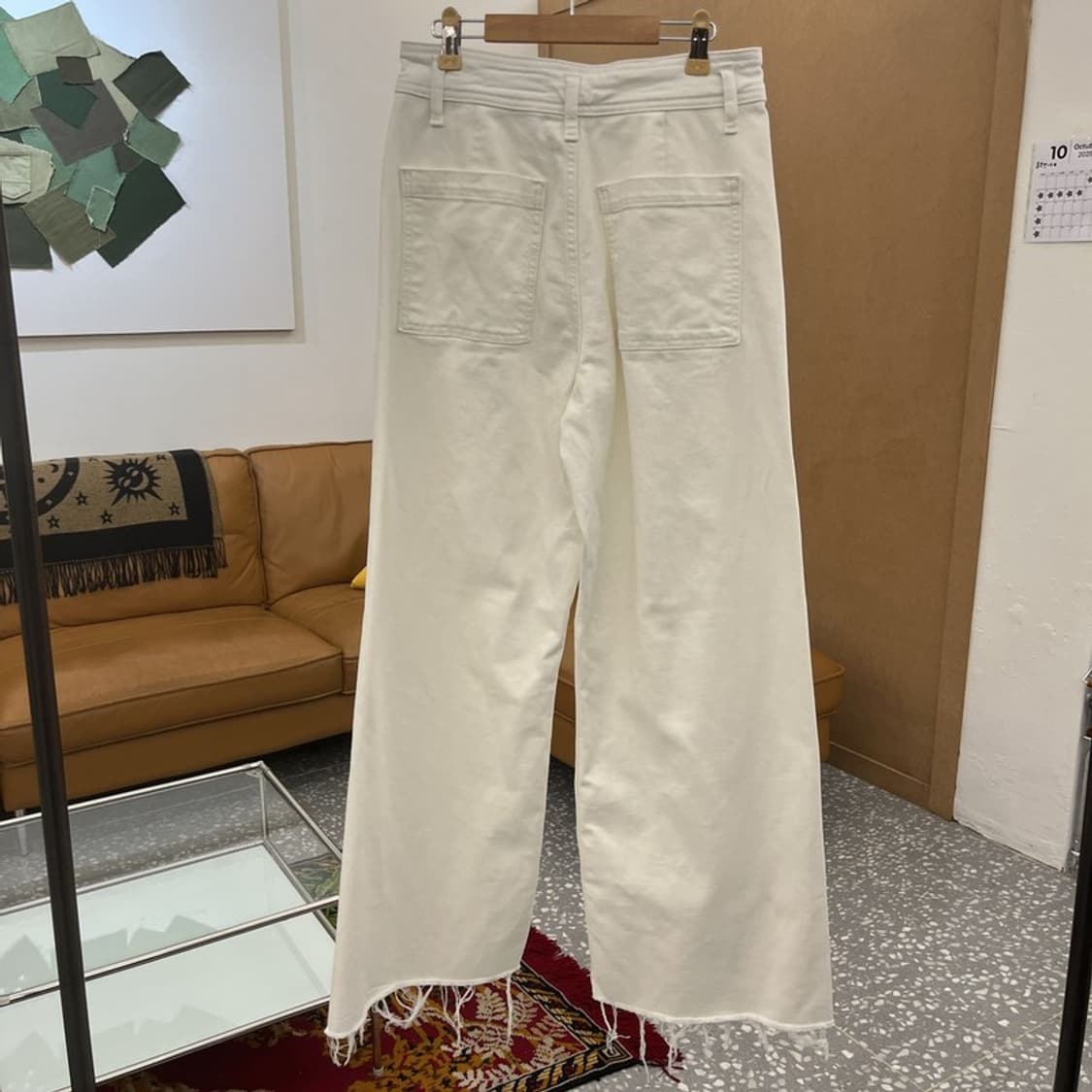 자라 ZARA 컷팅 와이드핏 화이트진 청바지 27인치 C05903 상품이미지2