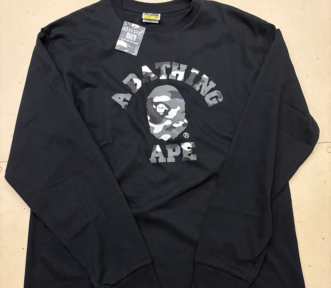 (xl)베이프 시티 카모 컬리지 롱슬리브 티셔츠 블랙 상품이미지1