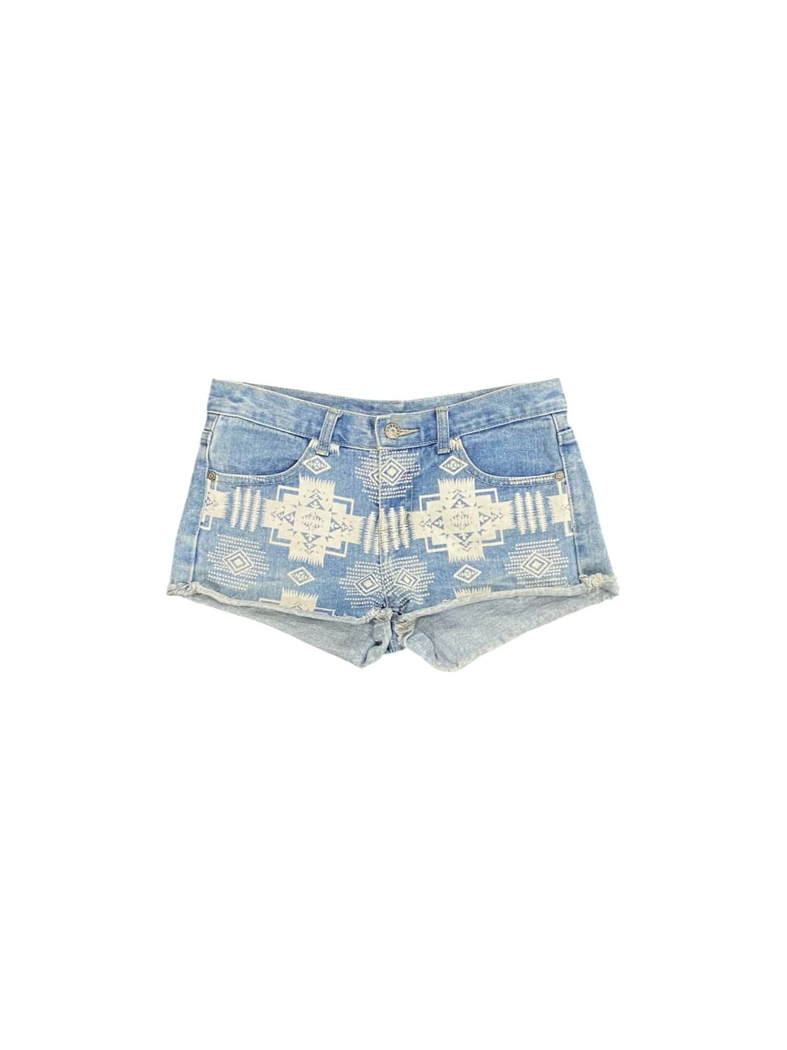 Japanese vtg 에스닉 문양 프린팅 데님 숏츠 상품이미지1