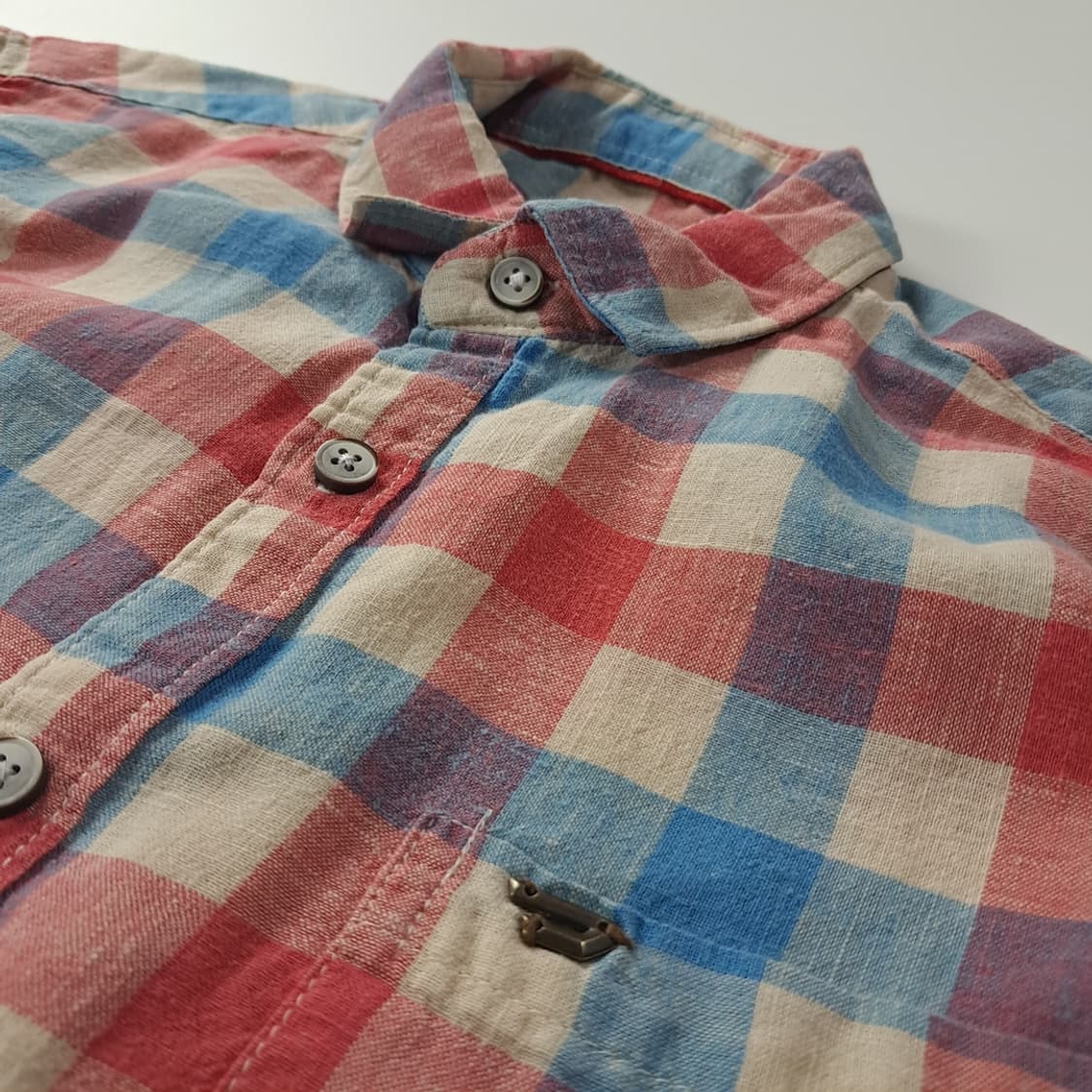 CK364 S 디젤 00s 코튼린넨 깅엄체크 셔츠 남방 상품이미지4
