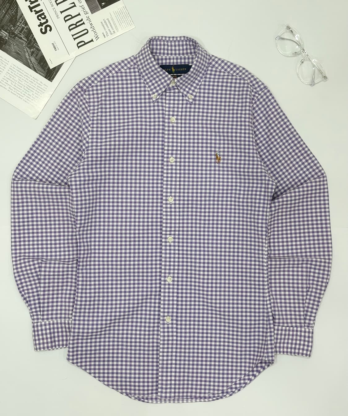Polo 폴로랄프로렌 퍼플 깅엄 체크 셔츠 상품이미지3