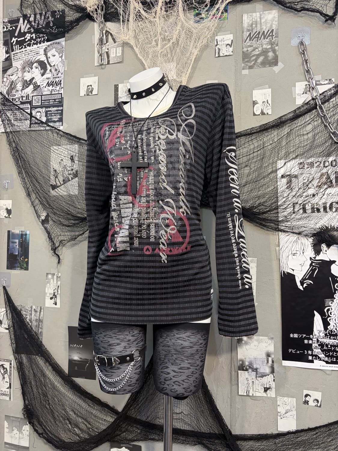 Y2K Stripe Glitter lettering long sleeve 상품이미지10