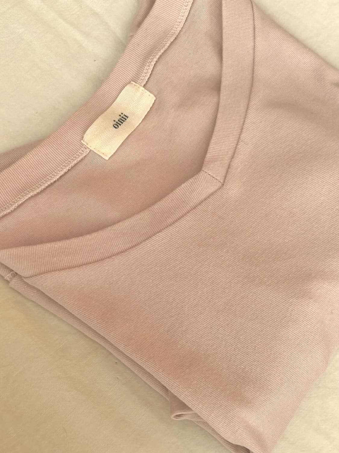 오이니 심플 글램탑 티셔츠 핑크 상품이미지5