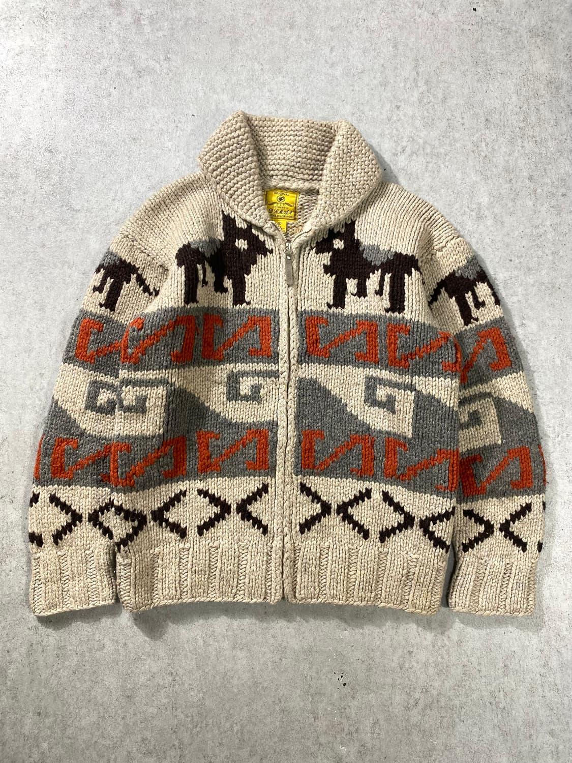 [L] Vintage 빈티지 헤비 울 핸드니트 코위찬 집업 상품이미지1