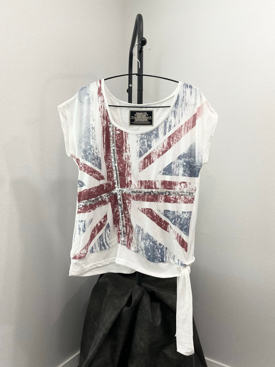 Union Jack Sequin Backless Slub Top 상품이미지4