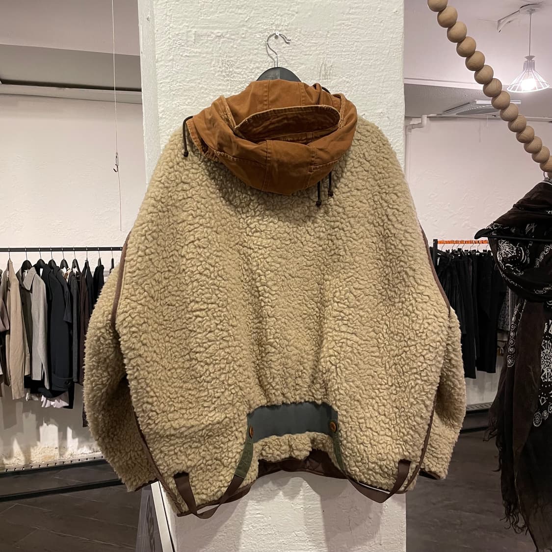  컬러 후드 디테일 오버사이즈 후리스 자켓 상품이미지3