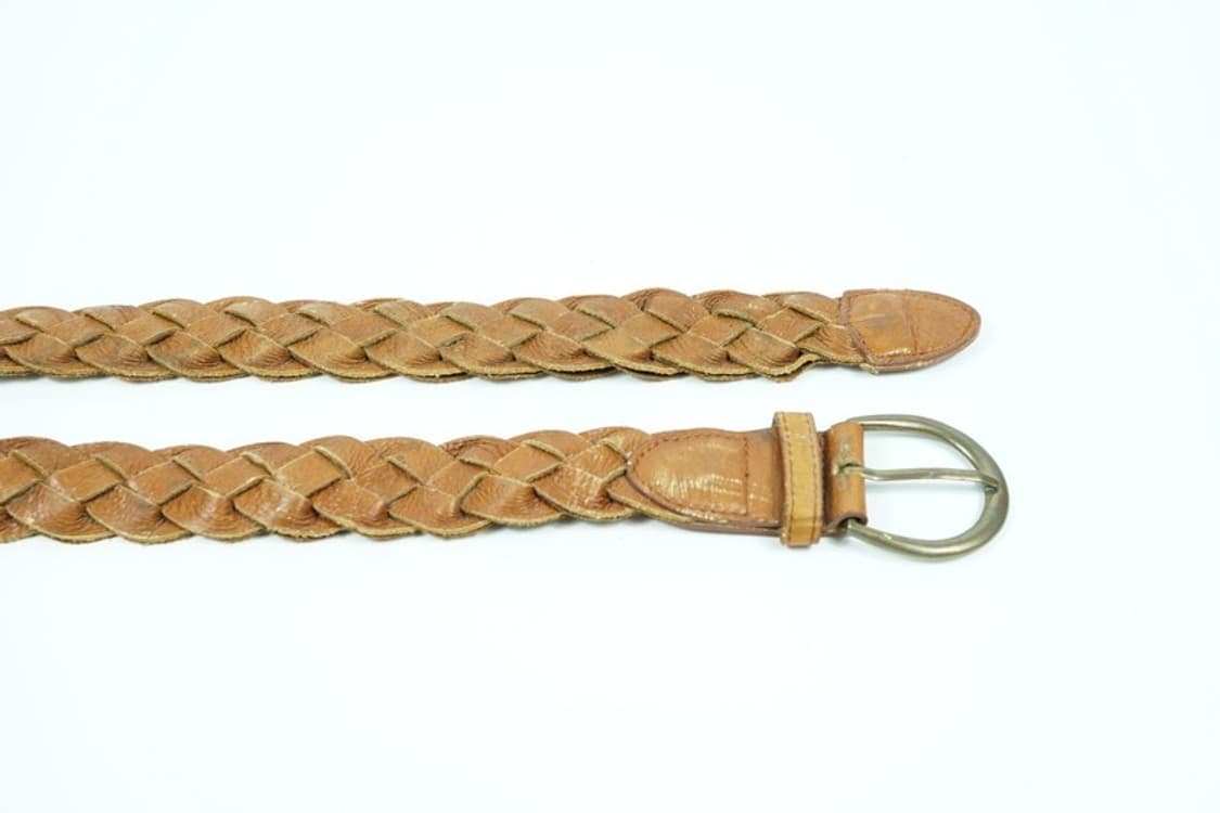 리얼 레더 카멜 브라운 위빙 꼬임 메쉬 벨트 상품이미지5