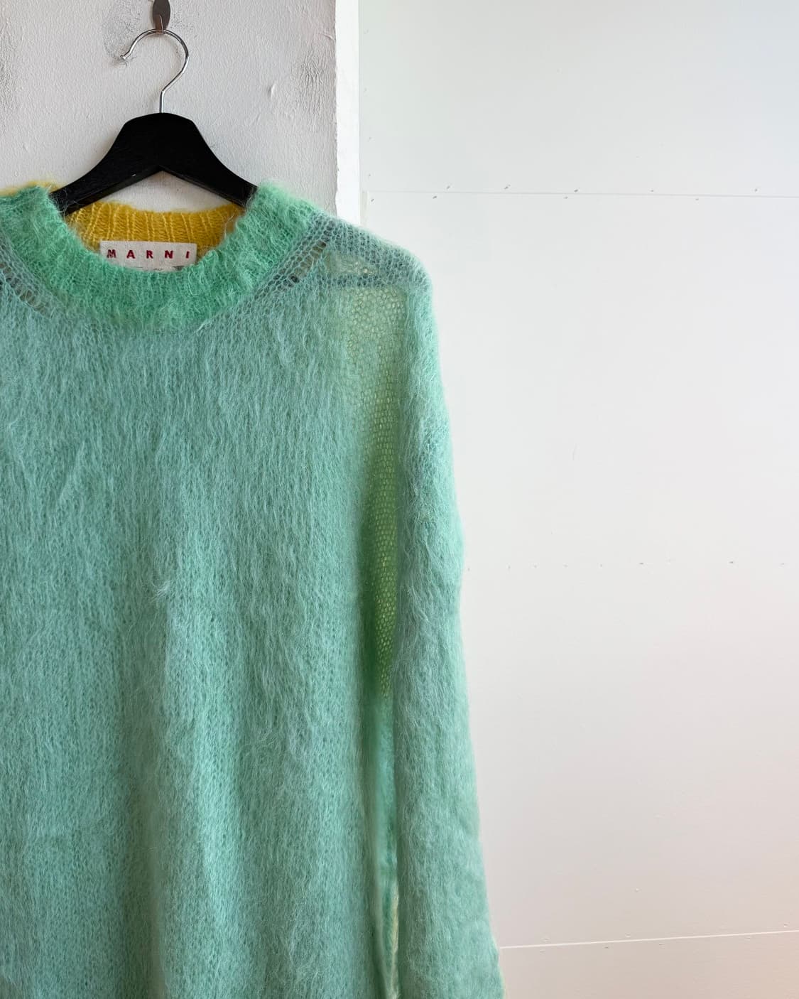 마르니 x 정윤기 민트 옐로우 브러시드 모헤어 니트  상품이미지5