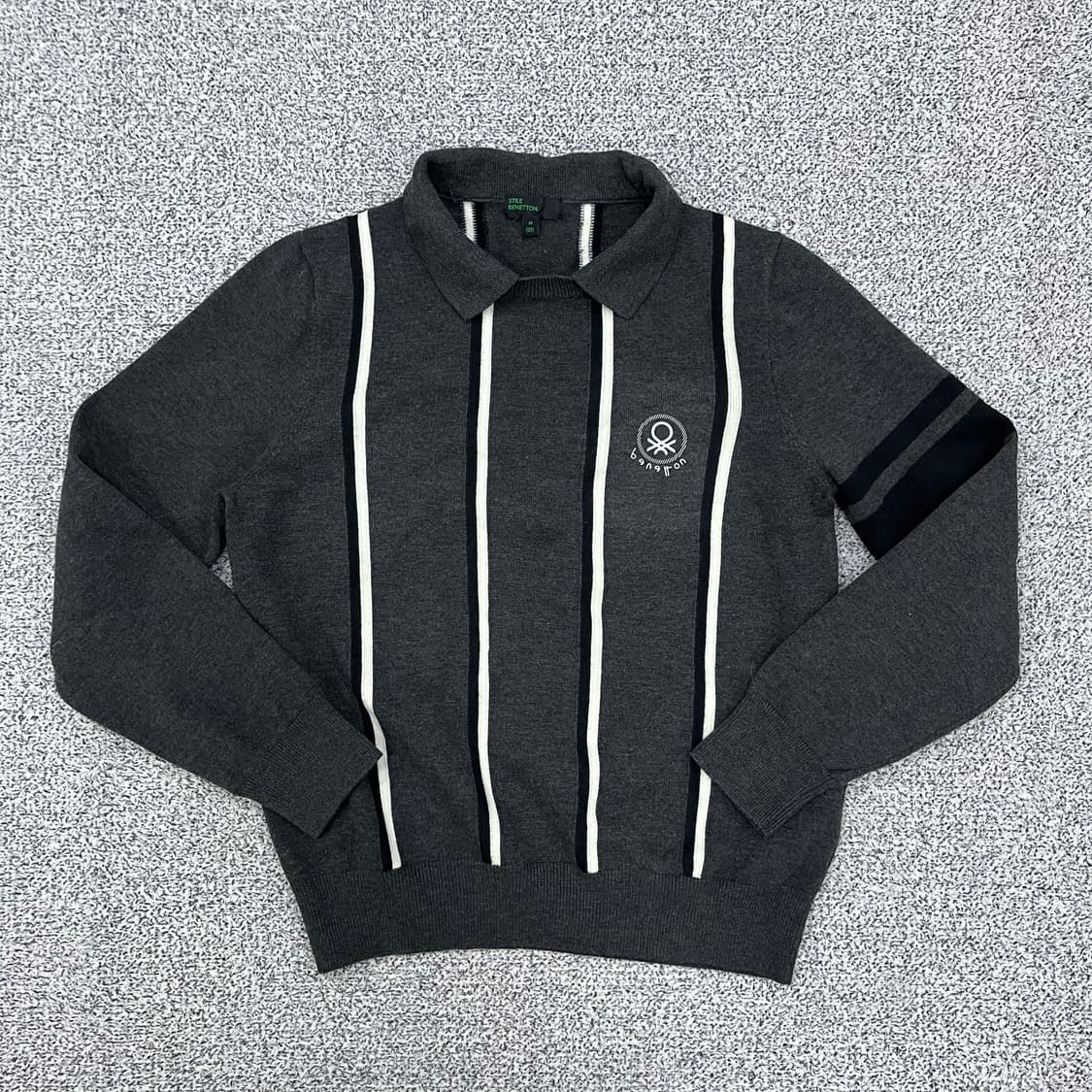 M 베네통 여성 스트라이프 카라 니트 0313M 상품이미지1