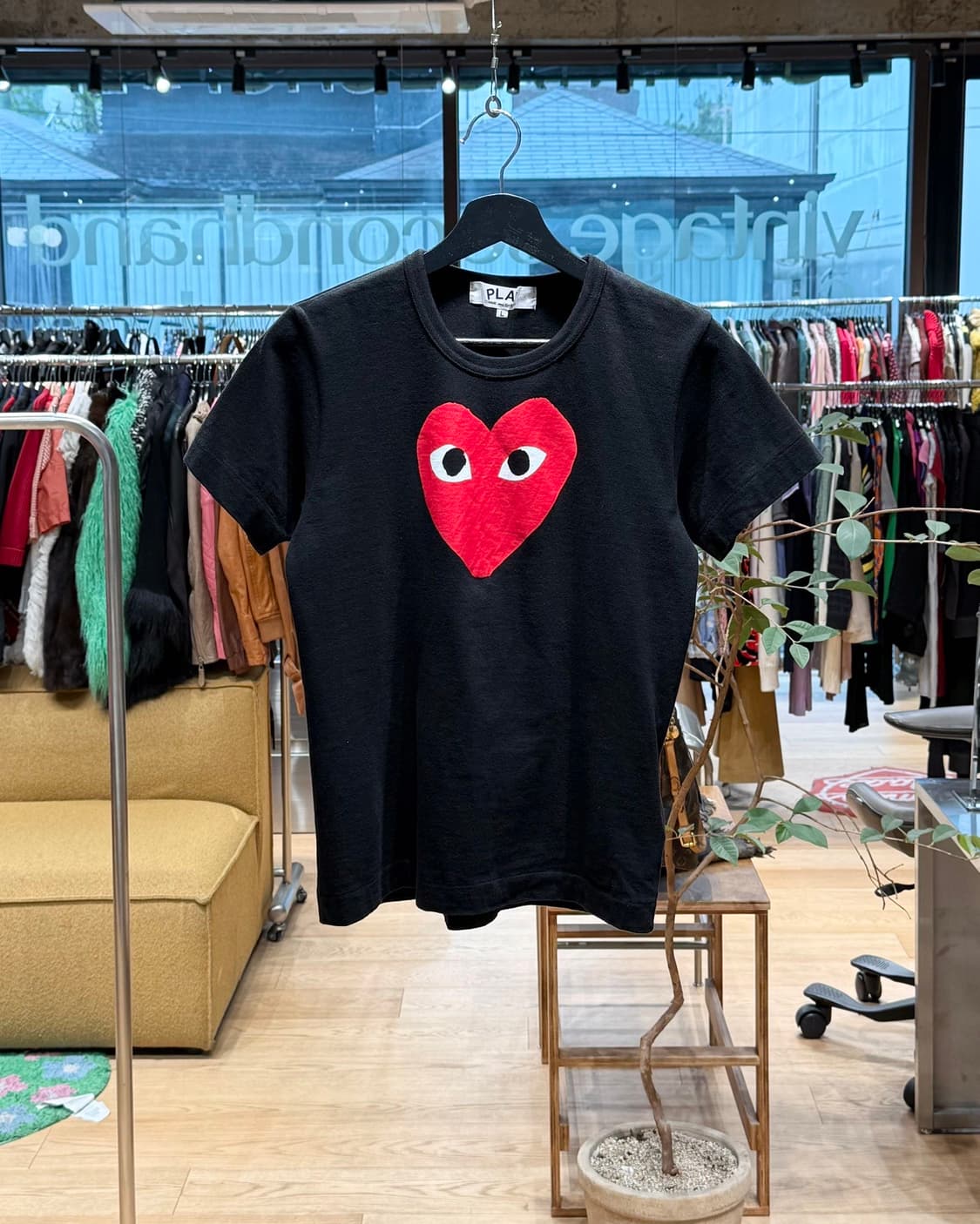 꼼데가르송 플레이 블랙 레드 하트로고 프린팅 하프티  상품이미지1