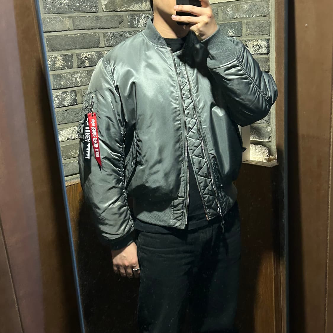 M) 알파인더스트리 MA-1 마원 항공점퍼 메탈 차콜 레귤러핏 상품이미지8