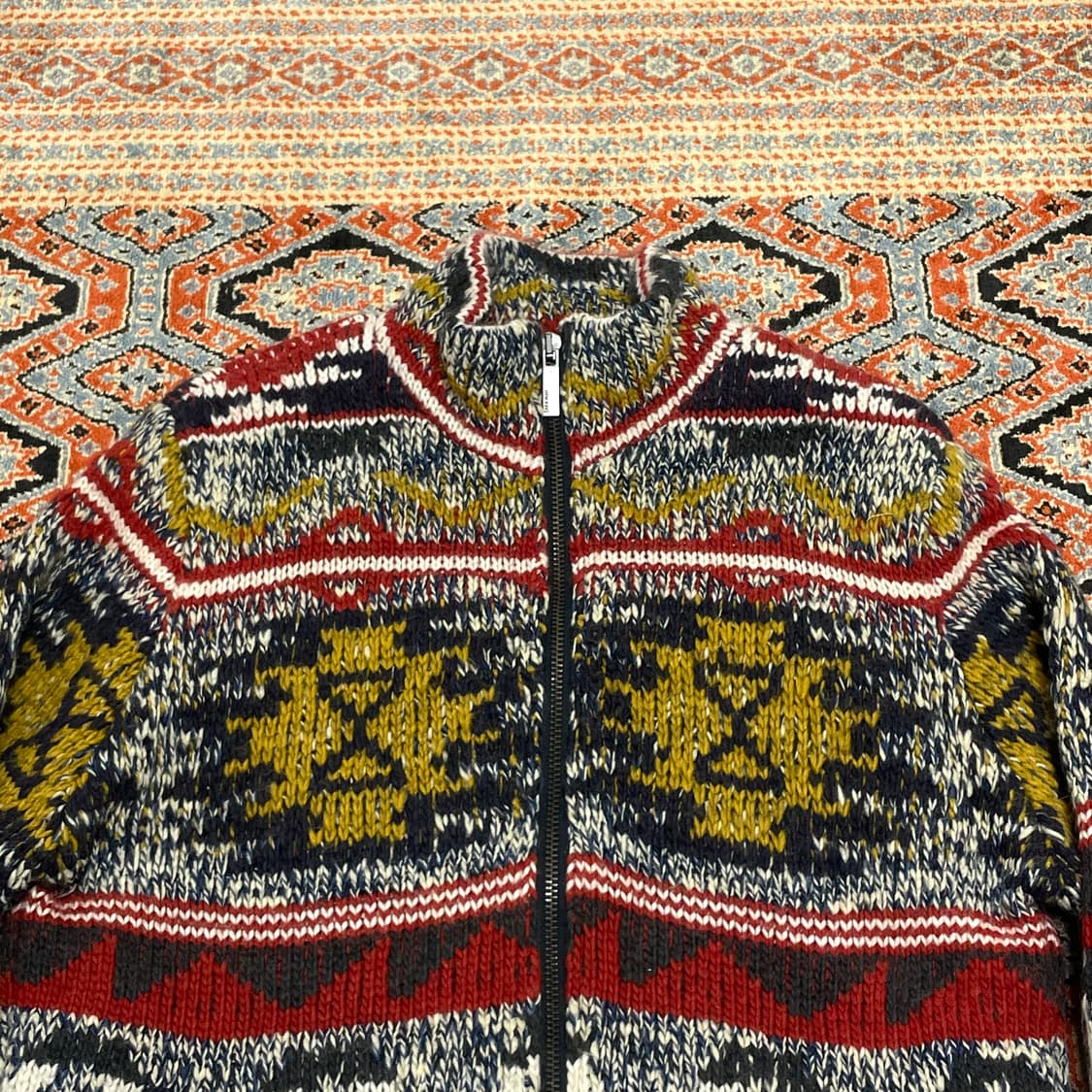 자라 맨 멀티컬러 패턴 니트 집업 남성XL 상품이미지2