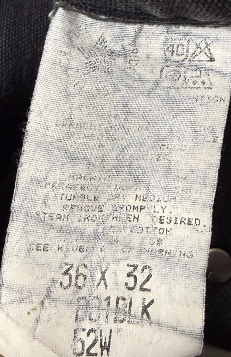 90s 칼하트 더블니 블랙 페인팅 36x32 USA made 상품이미지3