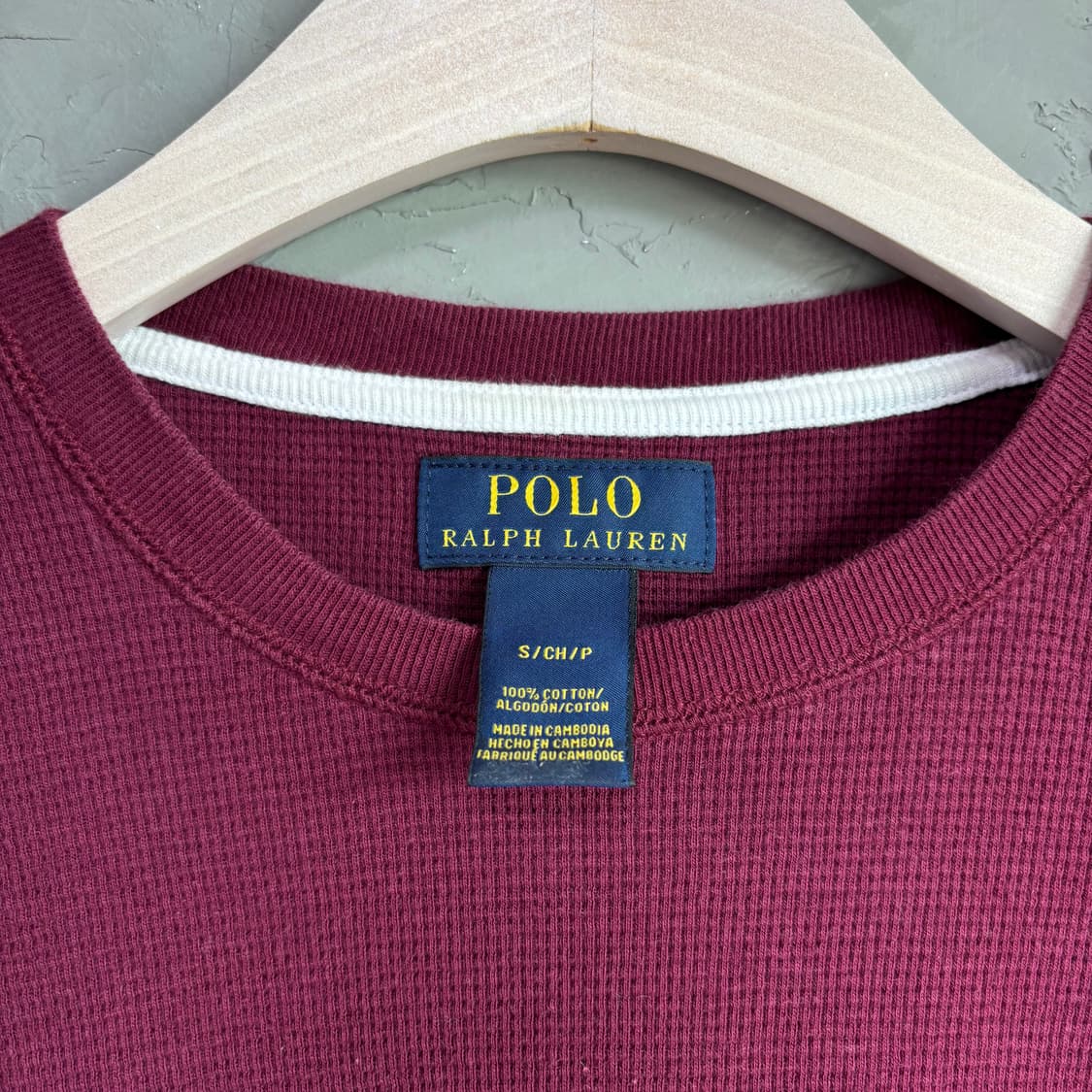 폴로 랄프로렌 와플 롱슬리브 버건디 상품이미지3