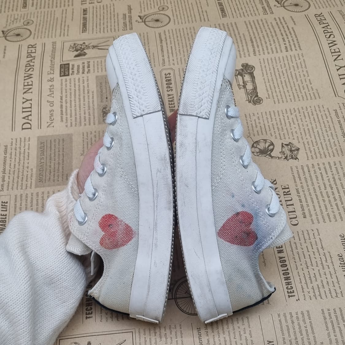 컨버스 꼼데 하트 로우 스니커즈 화이트220 상품이미지5