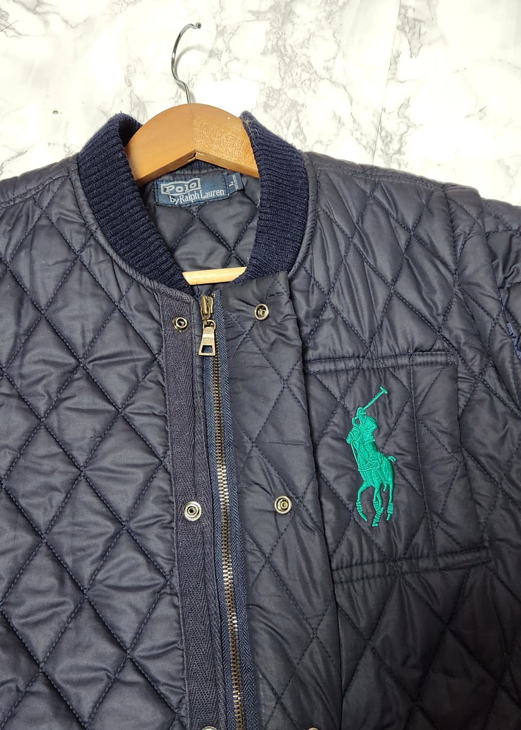 폴로 랄프로렌 빅포니 그린x딥네이비 퀄팅 자켓 상품이미지6