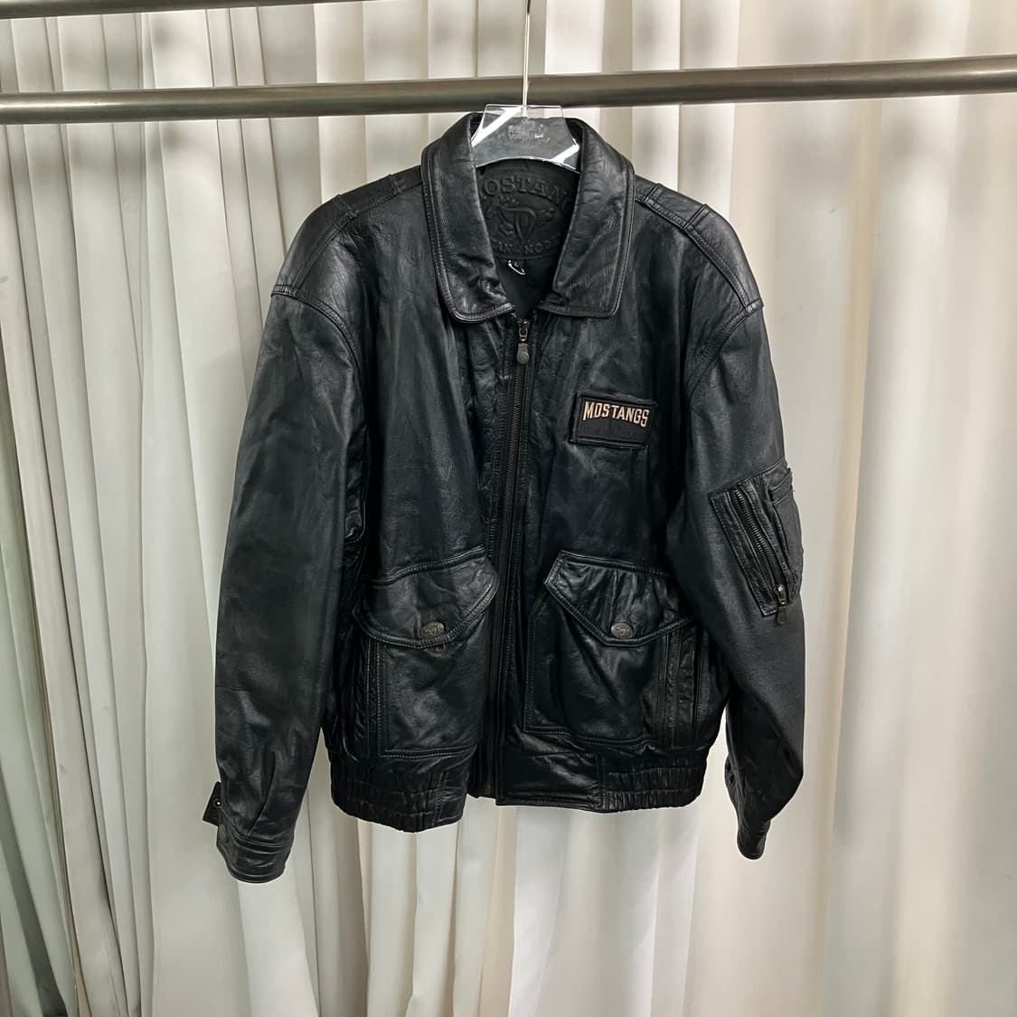 VTG 빈티지 블랙 레더 봄버 자켓 L 상품이미지1