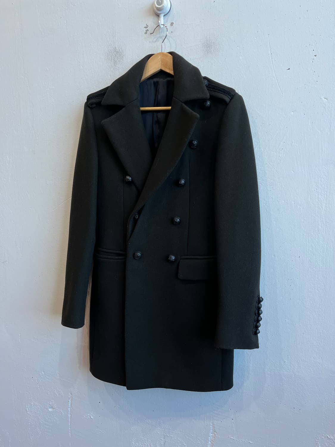 시스템 울 캐시미어 밀리터리 코트 상품이미지1