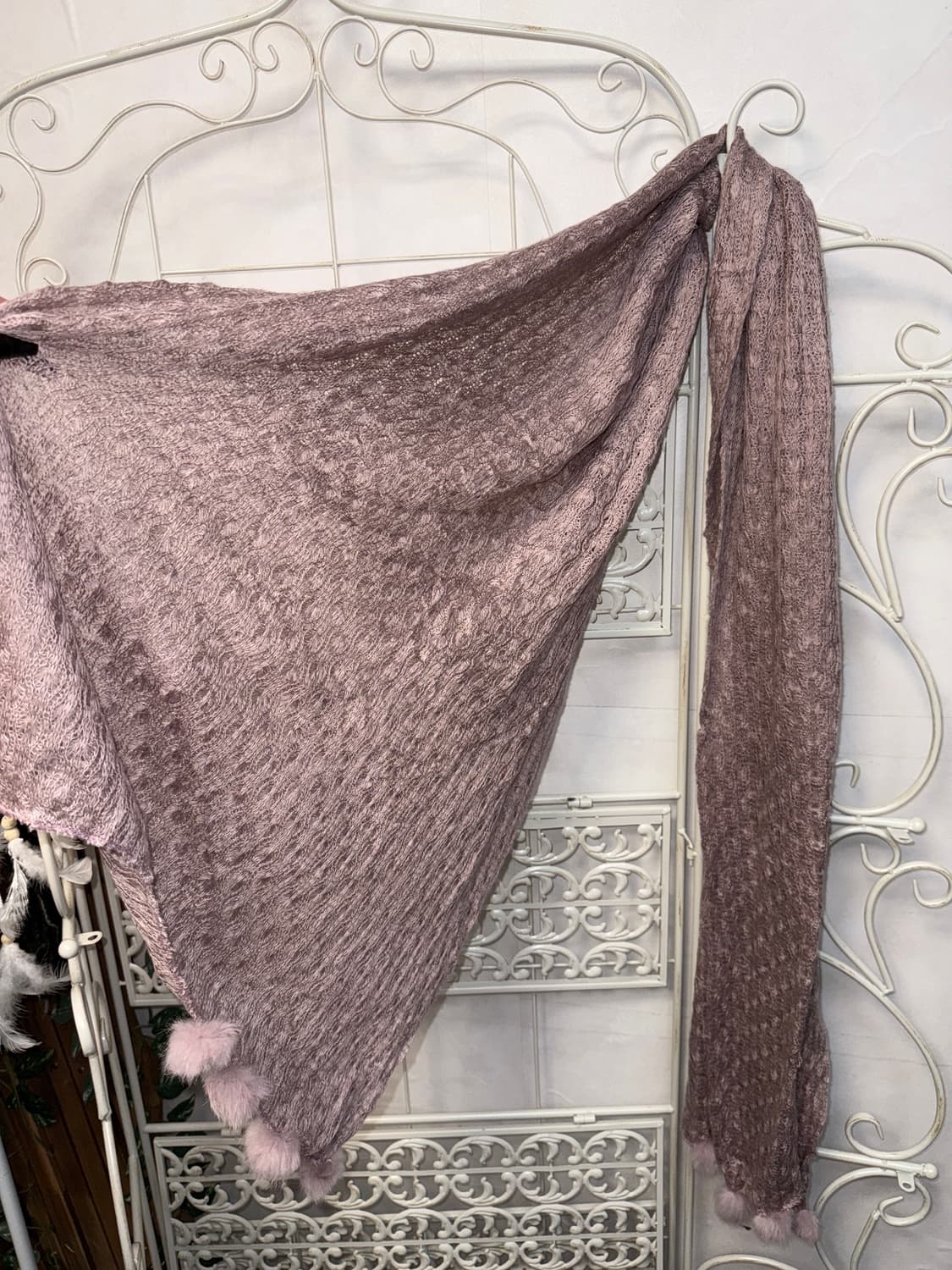 Lavender fur ball knit muffler 상품이미지2