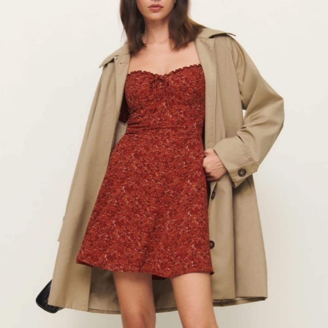 리포메이션 remi 레미 레드 미니 드레스 플로럴 긴팔원피스 상품이미지4