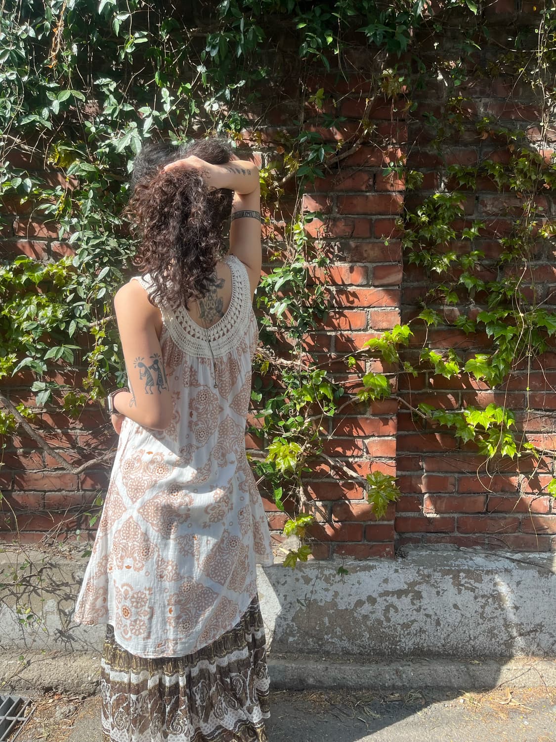 에스닉 페이즐리 패턴 미디 원피스 상품이미지5