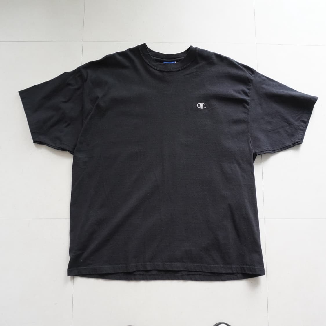 90s 챔피언 MADE IN USA 빈티지 C로고 블랙 반팔티 (XL) 상품이미지1