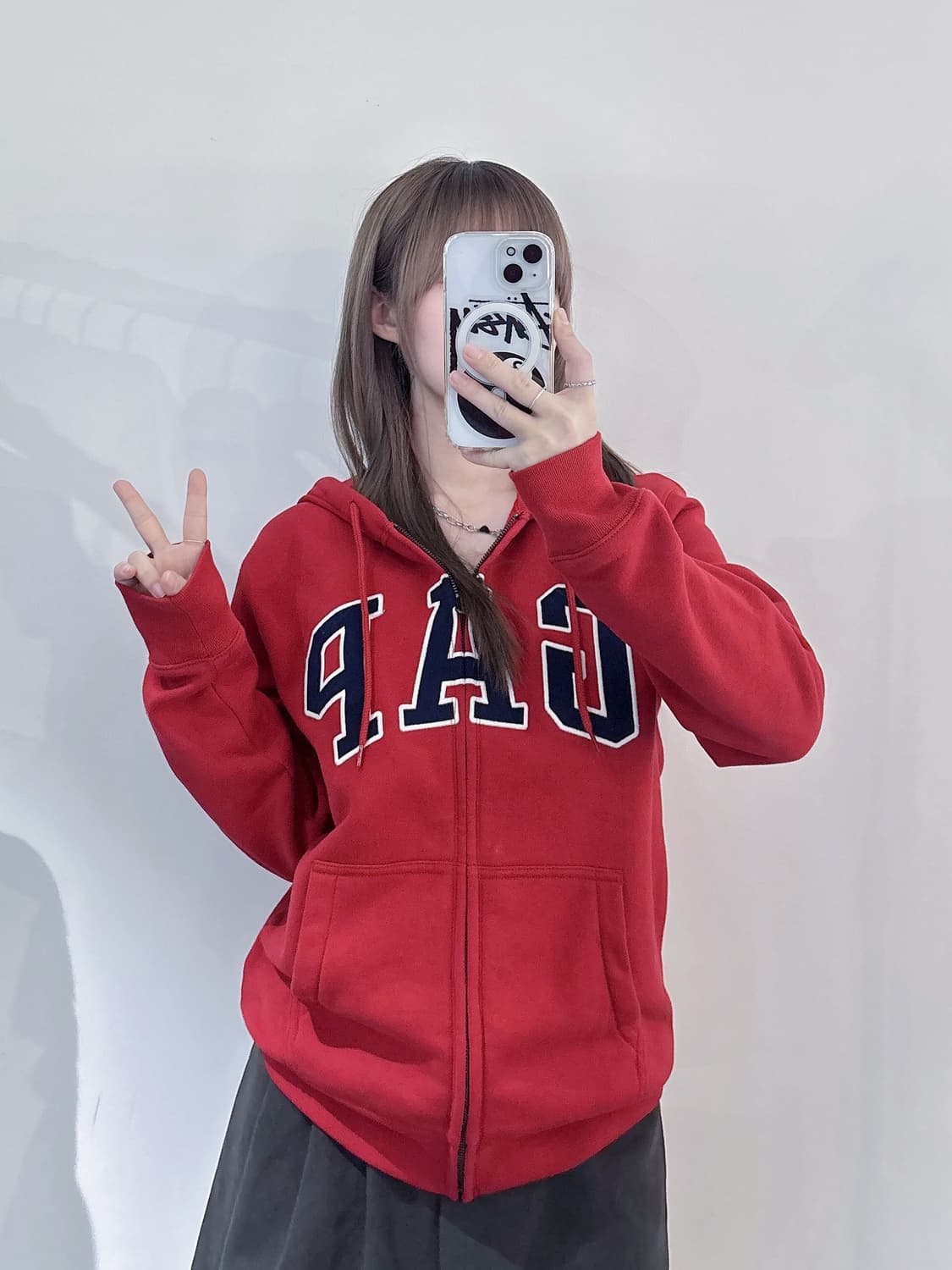 갭 레드 빅로고 후드집업 상품이미지1