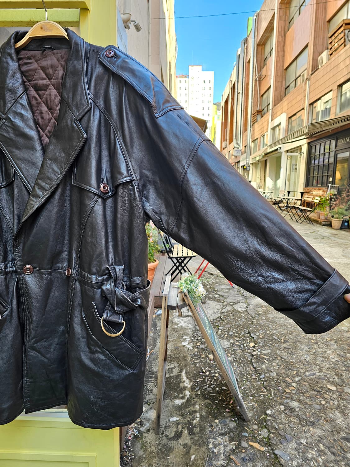 Japan 딥브라운 벨티드 램스킨 자켓 상품이미지4