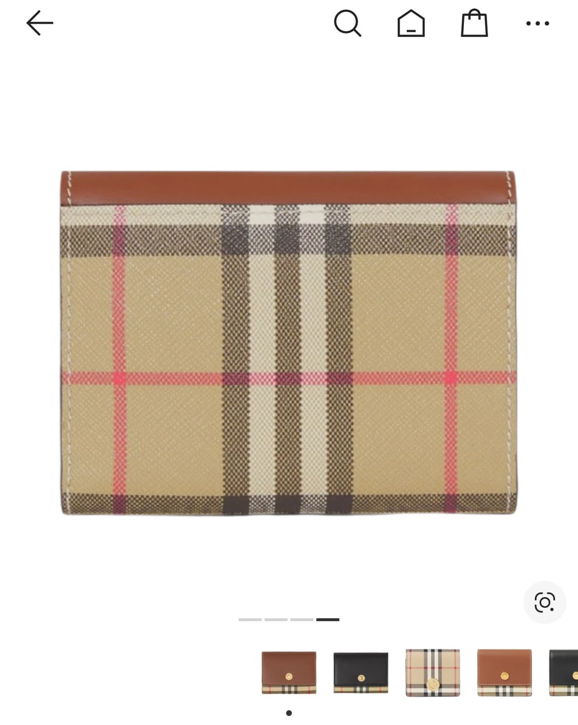 버버리 스몰 빈티지 체크 레더 폴딩 지갑 아카이브 베이지 탄 상품이미지3