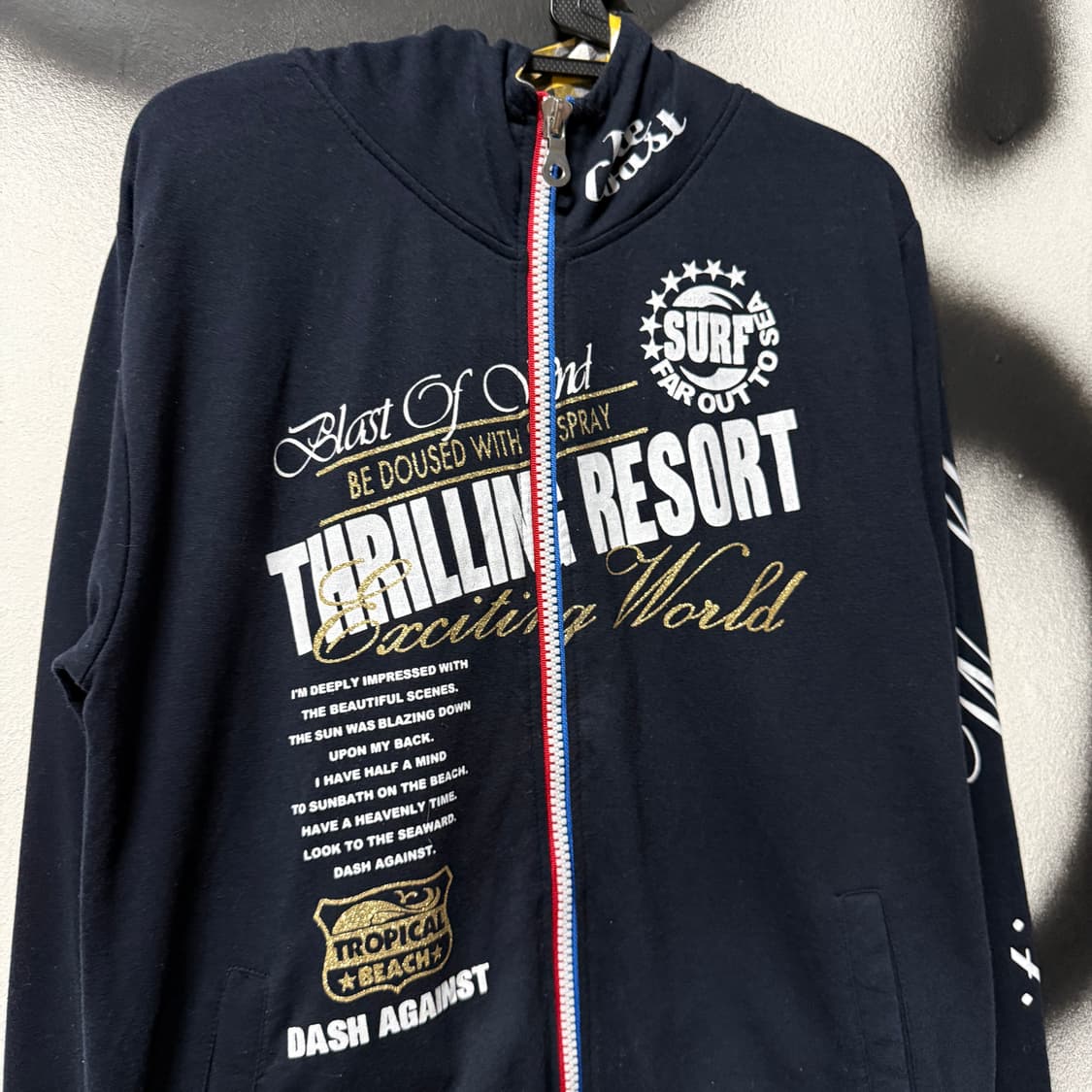 VTG 빈티지 y2k 멀티 프린팅 체크 안감 집업 후디 상품이미지3