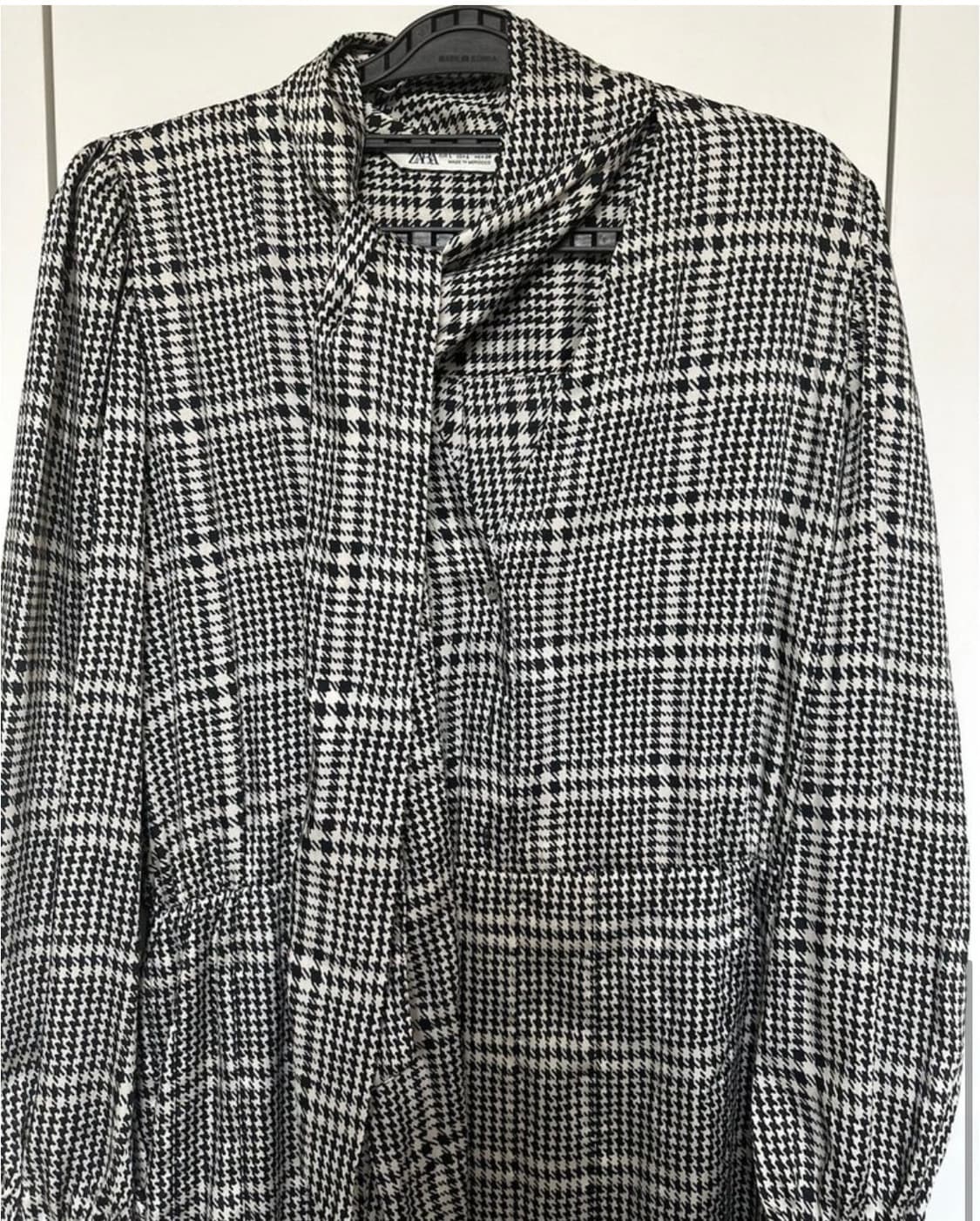 자라 ZARA 체크 리본 실크롱 원피스  상품이미지4