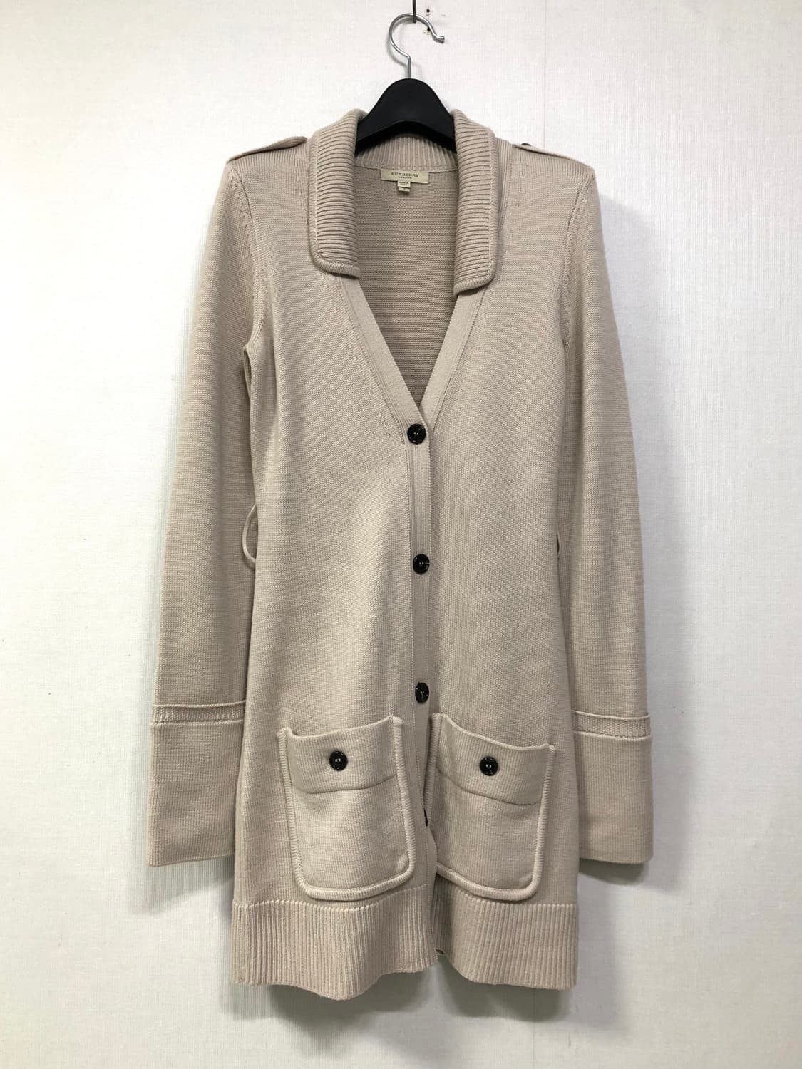 버버리 런던 여성 슬림핏 메리노 울100% 카라 롱 가디건 S 상품이미지1