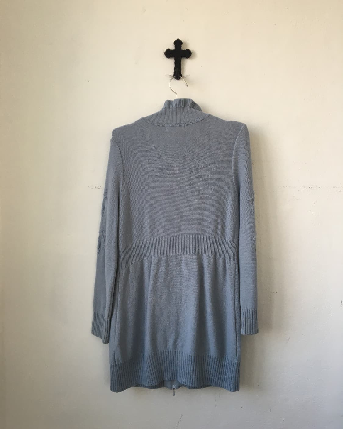 Cable pattern high neck knit zip up 상품이미지3