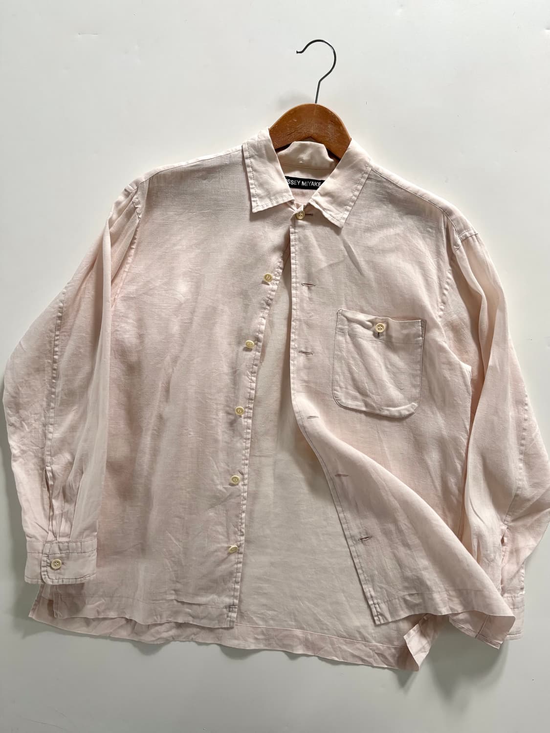 Issey Miyake 이세이미야케 90’s 핑크아이보리 셔츠  상품이미지1