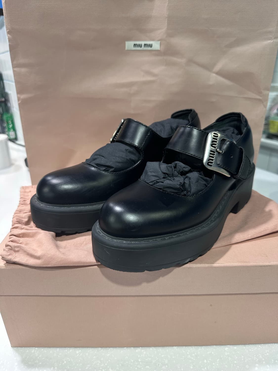 미우미우 메리제인 버클 플랫폼 슈즈 38 상품이미지1