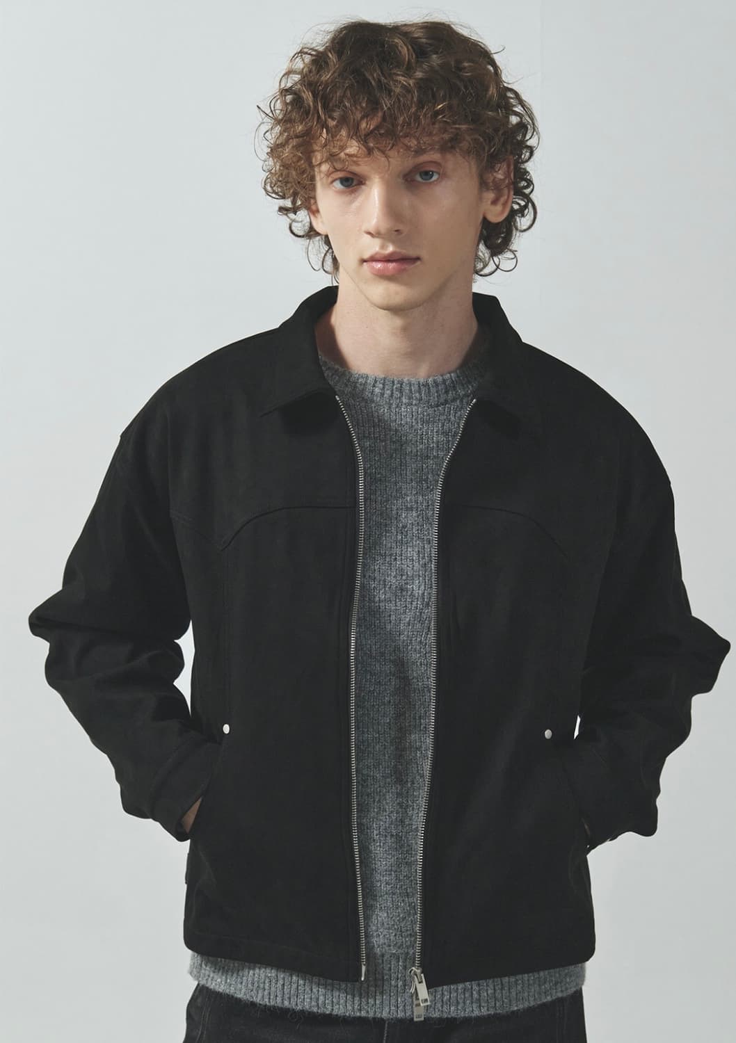 ECORR 비건 스웨이드 싱글카라 자켓 상품이미지1