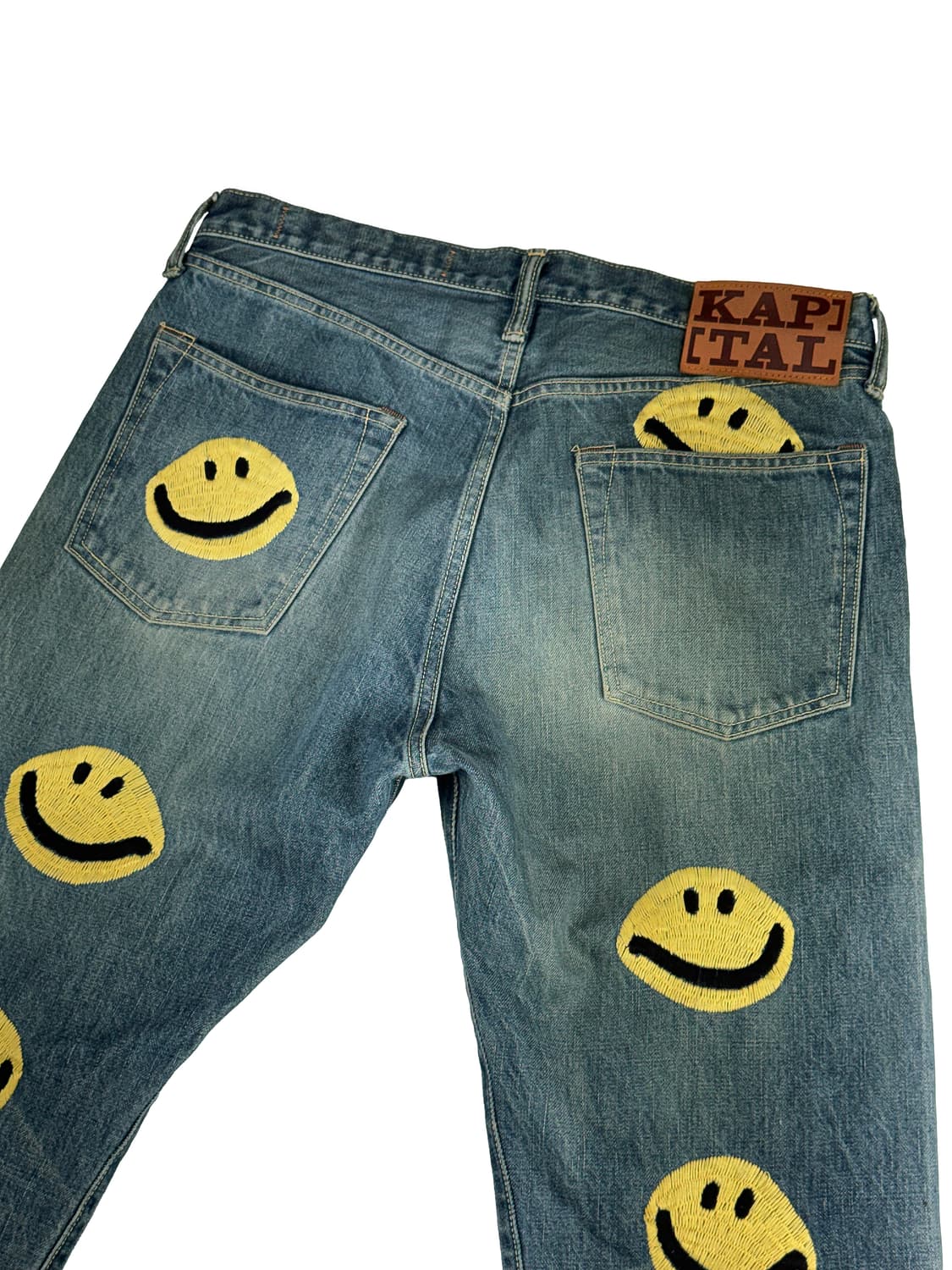 캐피탈 슬림 핏 스마일 자수 데님 팬츠 블루 상품이미지4