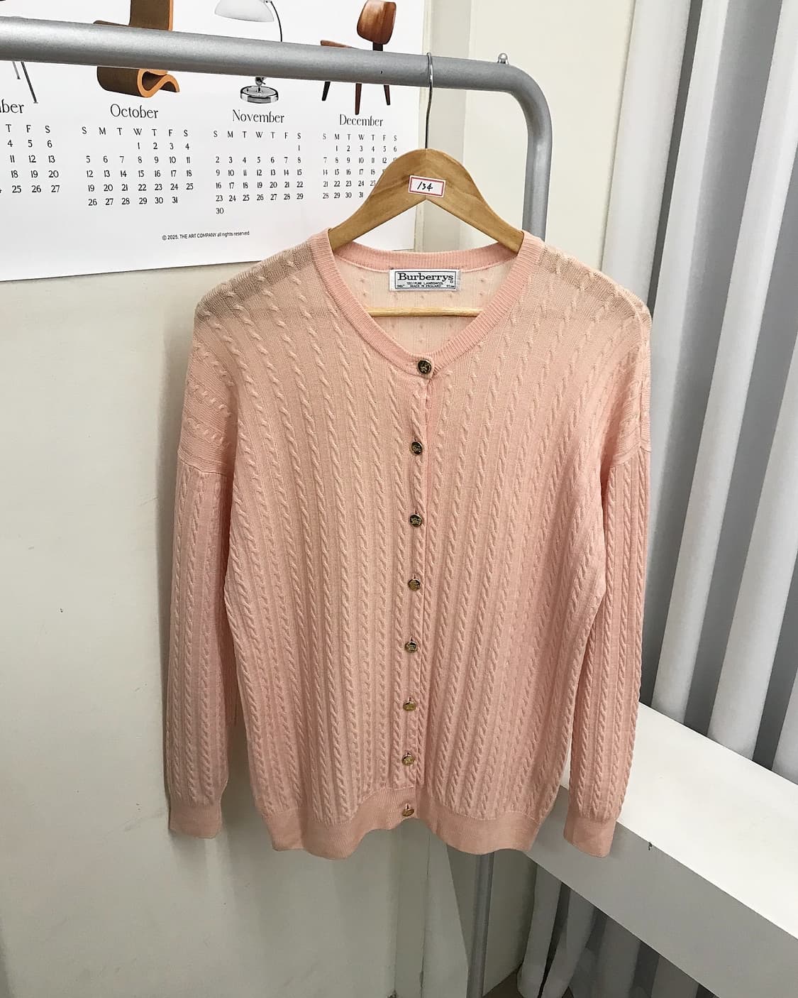 버버리 울 라운드 금장 케이블 가디건 상품이미지1