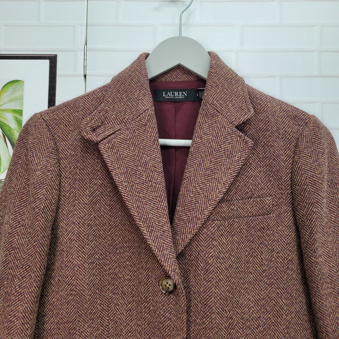 폴로랄프로렌 QR 인증 헤링본 트위드 블레이저 자켓 0사이즈 새상품급 상품이미지2