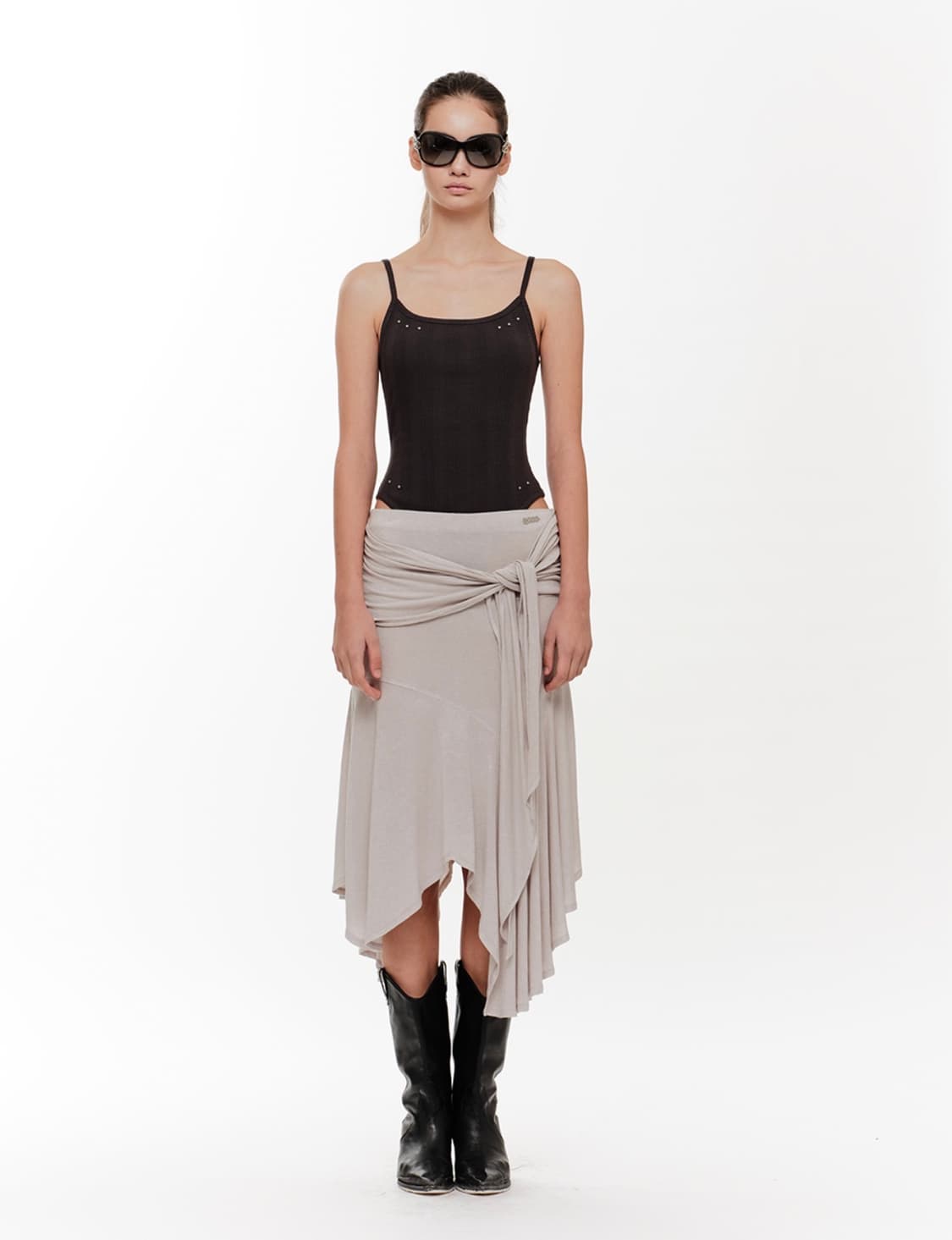 2000아카이브 FLARED TIE SKIRT (BEIGE) 상품이미지1